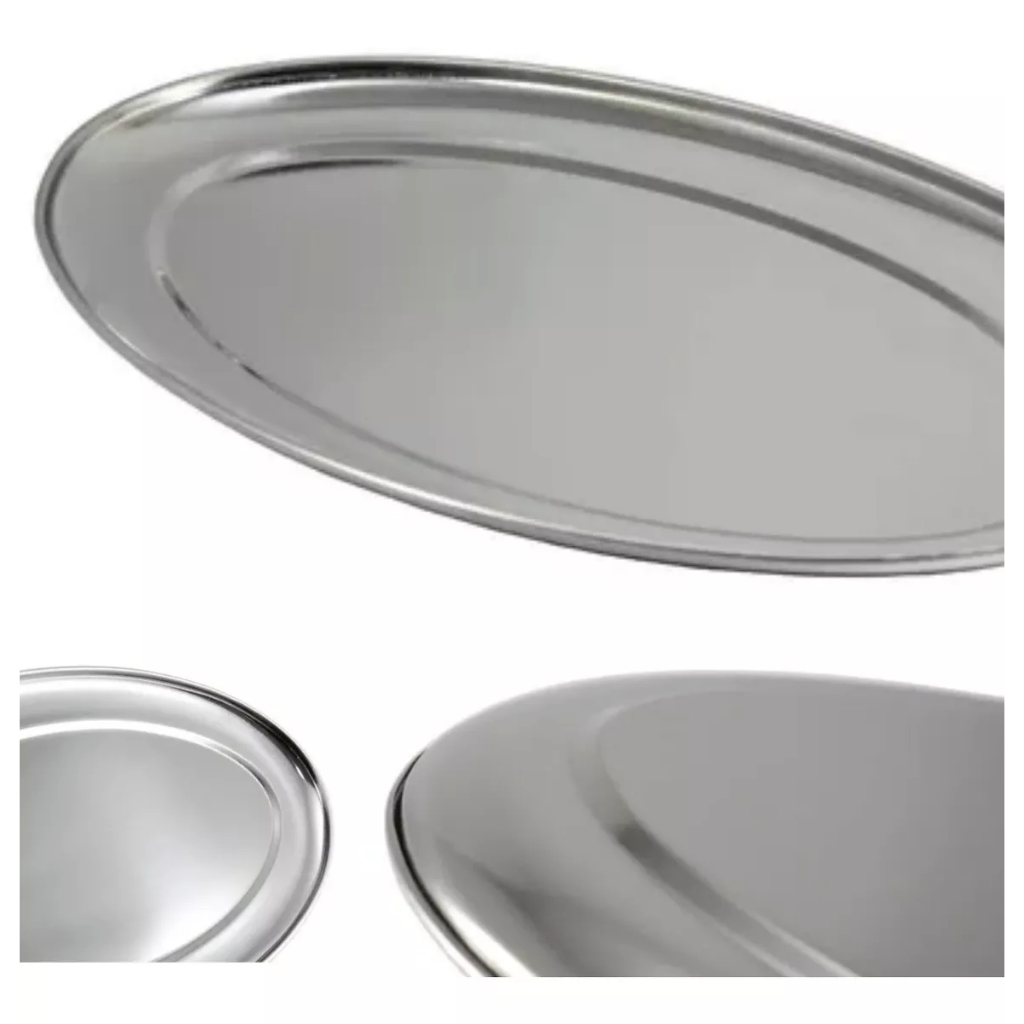 Travessas oval aço inox bandeja grande para servir porção bar e restaurante diversos tamanhos
