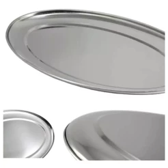 Travessas oval aço inox bandeja grande para servir porção bar e restaurante diversos tamanhos
