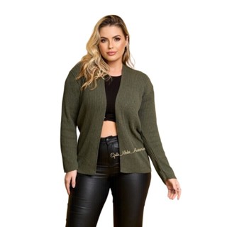Casaco Canelado Cardigan Tricô