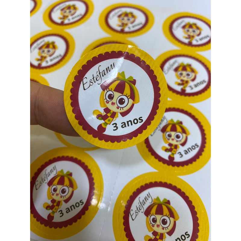 80, 100 até 300 Adesivos 5,0cm Redondos Personalizados -  Só destacar e colar em Oferta na Shopee