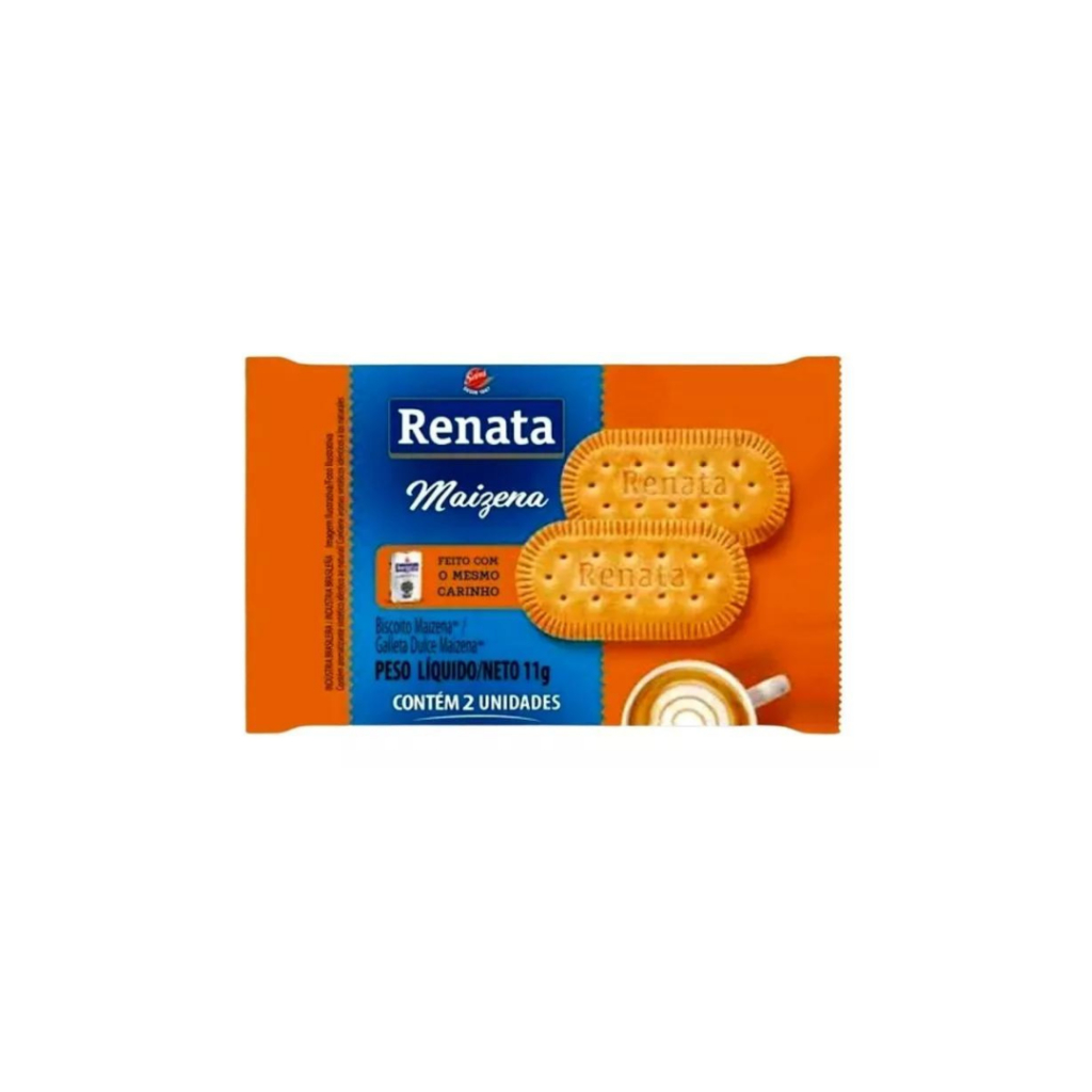 Biscoito Renata Maizena Sachê 11g Caixa C/180 Unidades