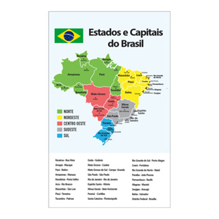 Banner Pedagógico Estados e Capitais dos Países 50x80CM em Oferta na Shopee