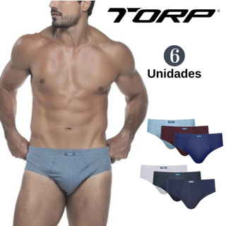 Kit 6 Cuecas Adulto Slip 100% Algodão Ref:7006 Torp