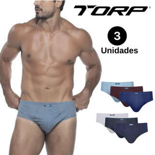 Kit 3 Cuecas Adulto Slip 100% Algodão Ref:7006 Torp