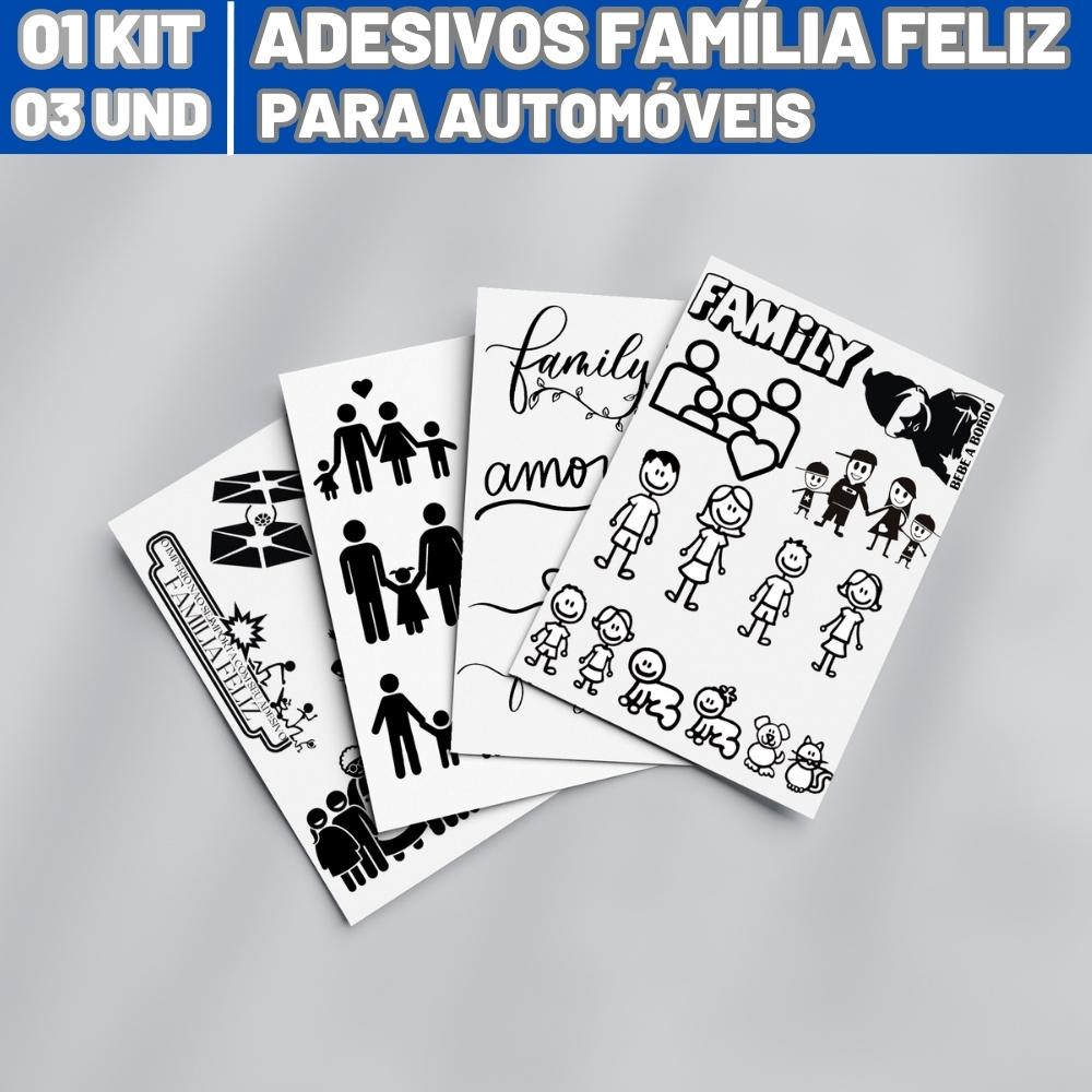 Cartelas de Adesivos Carro Moto - Família Feliz em Oferta na Shopee