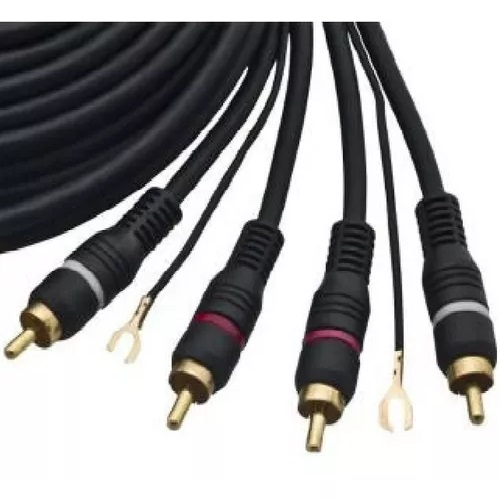 Cabo de Som Automotivo Blindado 5 Metros 2 RCA Macho + 2 RCA Macho Módulo Audio de Carro