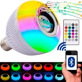 Lampada Luz Led Rgb Bluetooth Música Caixa Som Festa Musica