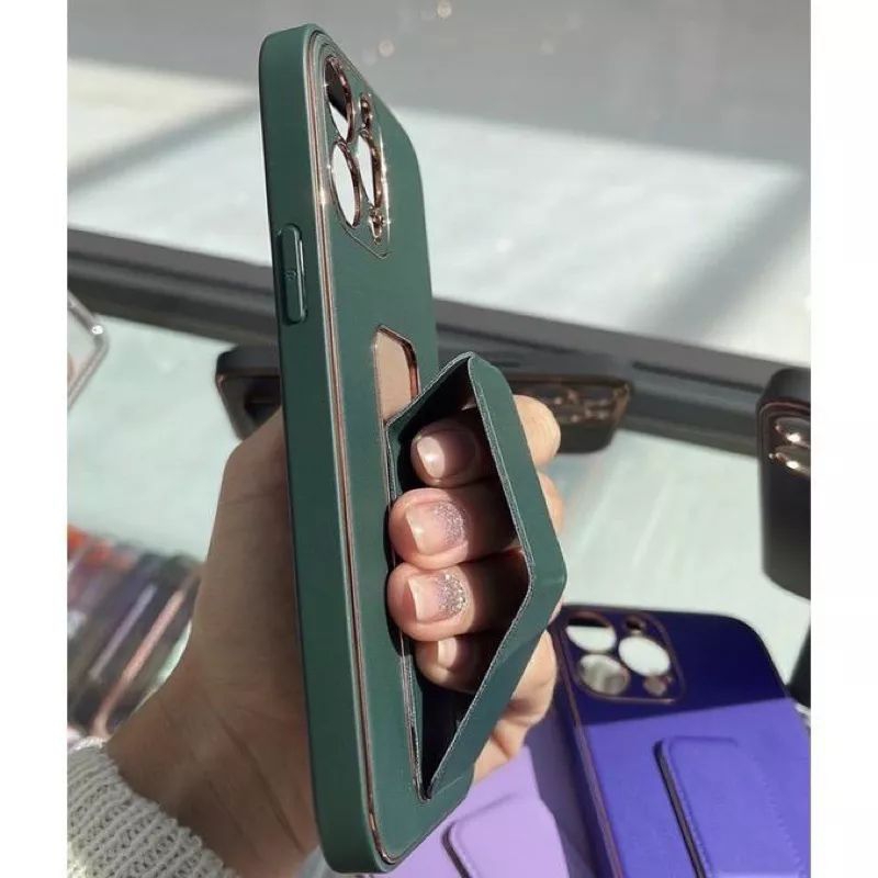 Capa Capinha de Luxo Para IPhone com Suporte Espelhado Antipacto Para IPhone 14 14PRO 14 PRO MAX 15 15PRO 15PRO MAX