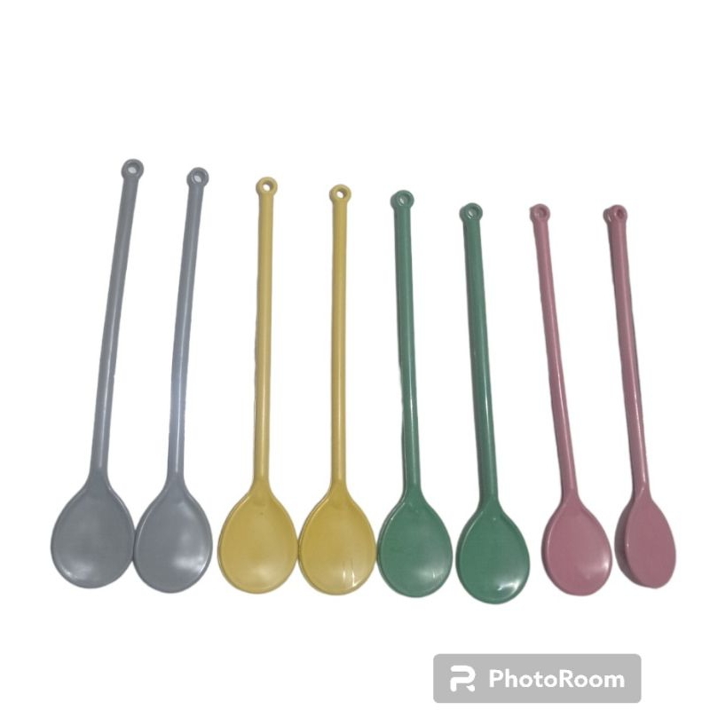 KIT    Colheres de Cabo Longo plástica CORES SORTIDAS  Para Jarra de Suco Colher Bailarina de Plástico