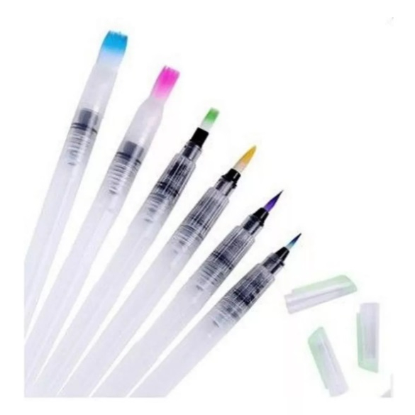 Kit 6 Canetas Pincel Aquarela Waterbrush Reservatório Água em Oferta na Shopee
