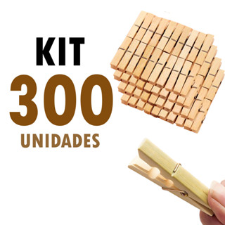 Kit 300 Prendedor Grampo De Roupas Madeira Embalagem com 300 Unidades