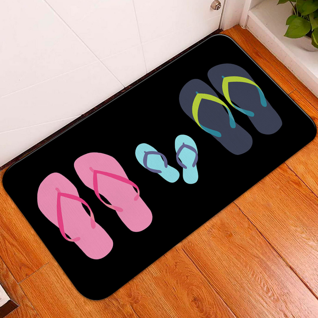 TAPETE PARA PORTA DECORATIVO - 35X60 - 2mm - CHINELINHOS PAPAI MAMÃE E O NENÉM