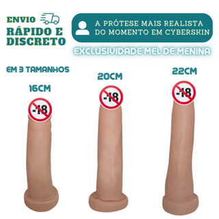 Prótese Realistica Cyberskin Simula Pele Humana Penis Fino Pinto Grande Consolo de Borracha Sexshop