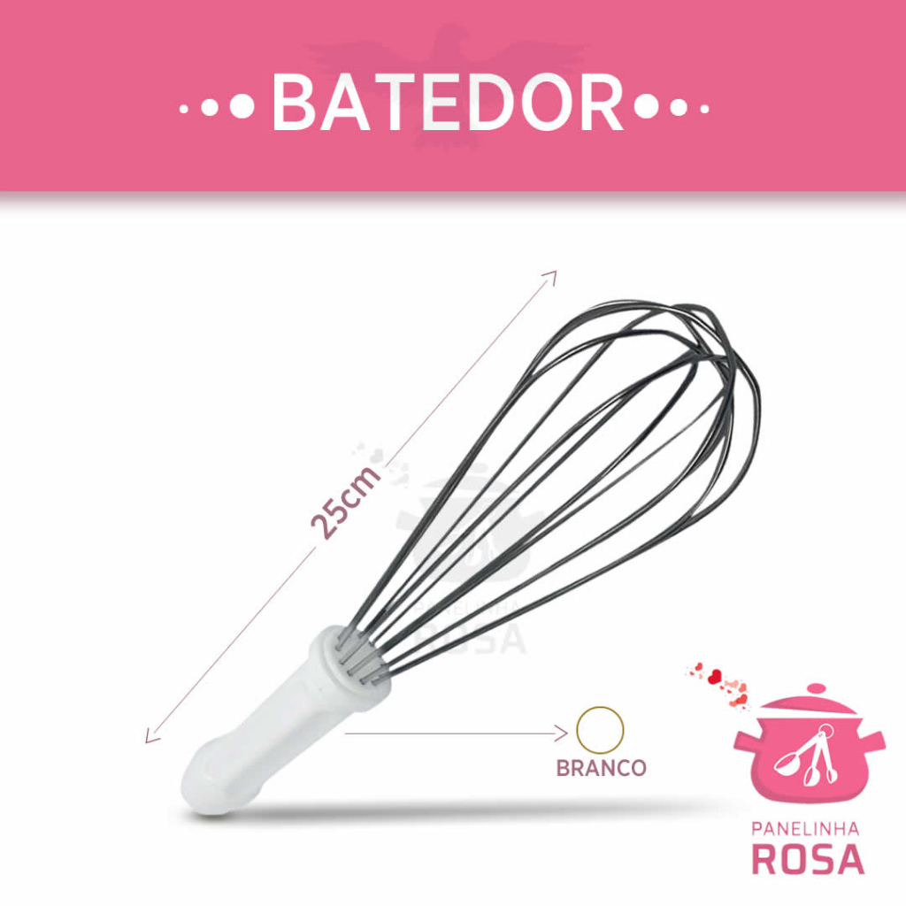Batedor Branco 25cm - Misturas perfeitas com o poder do arame grosso para resultados incríveis na sua cozinha em Oferta na Shopee