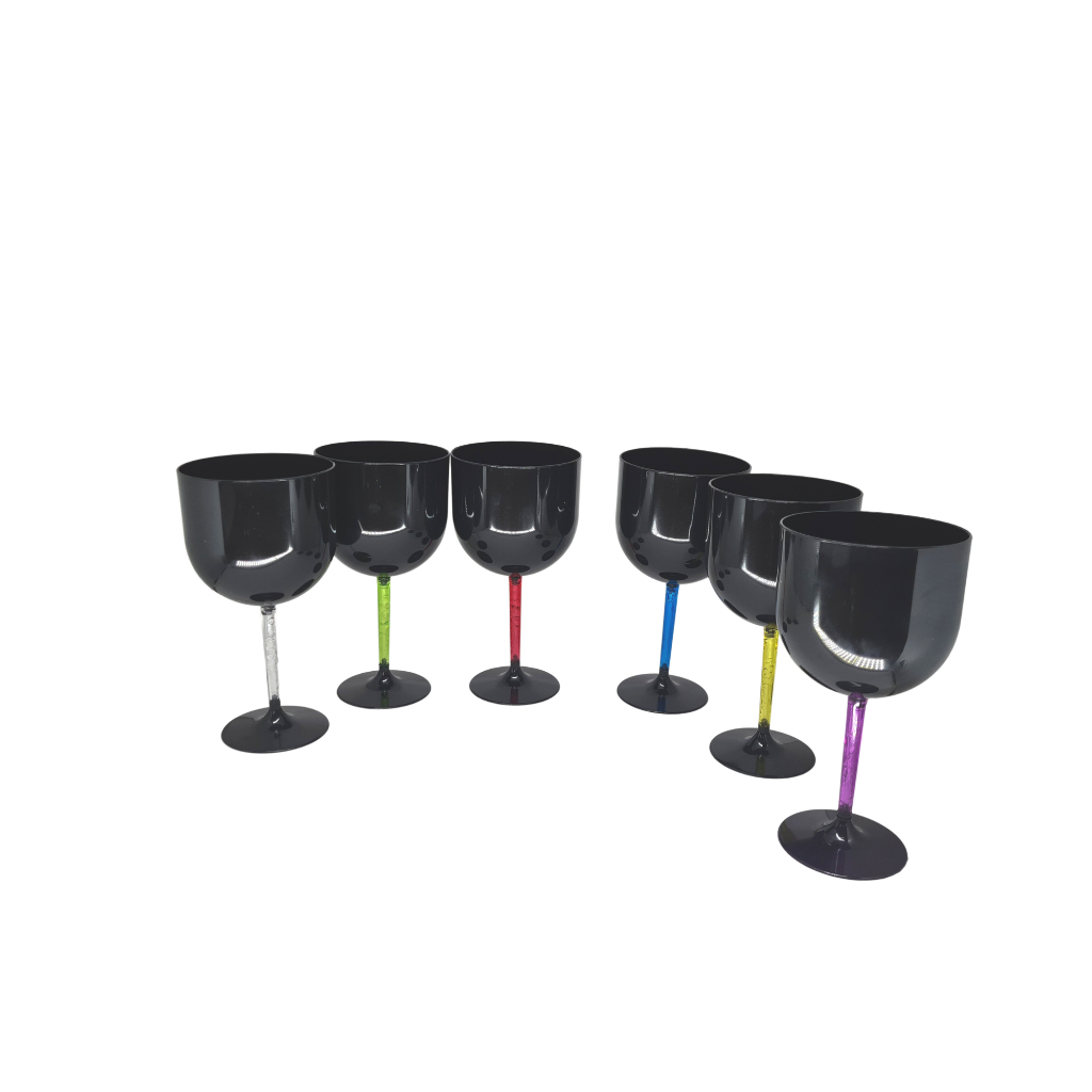 Taça Gin Preta com haste colorida 550ml- 10unidades