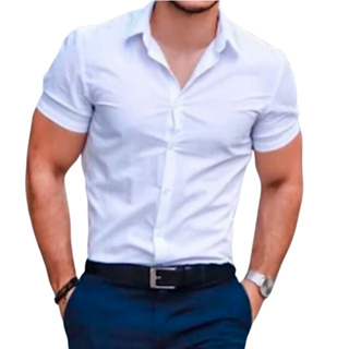 Camisa Social Masculina Manga Curta Slim Fit Premium em Oferta na Shopee