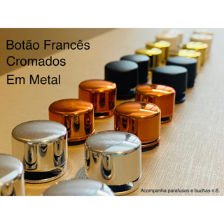 Botão Francês para prender espelhos acompanha parafusos e buchas. em Oferta na Shopee
