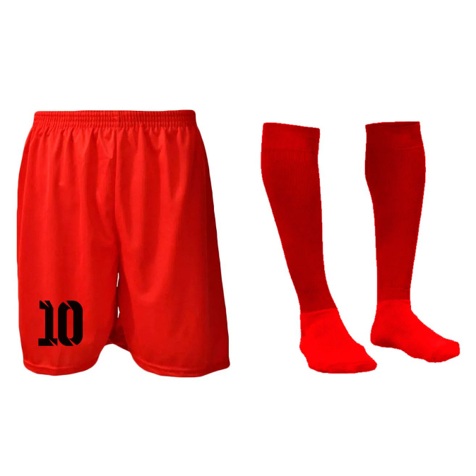 1 Calção / Shorts Numerado + Meião Infantil Adulto e Plus Size