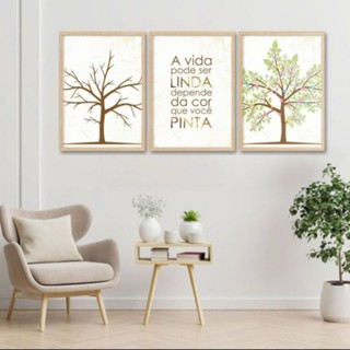 Trio Quadros Com Frase Psicologia 40x60 decoração para casa