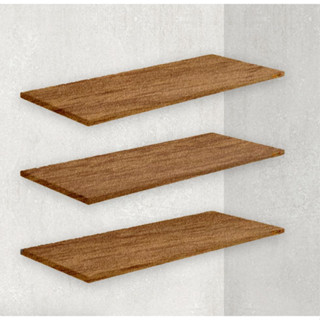 Jogo 3 Prateleiras MDF 15mm - MADEIRADO/Freijó - 90x15cm + Suporte Invisível