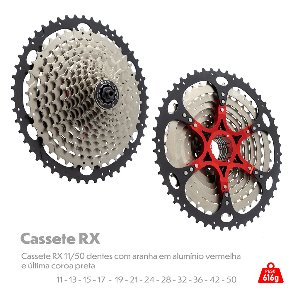 Catraca Cassete K7 Gta Rx Bicicleta Bike 12v 11-50d Mtb Compatível Shimano Última Preta