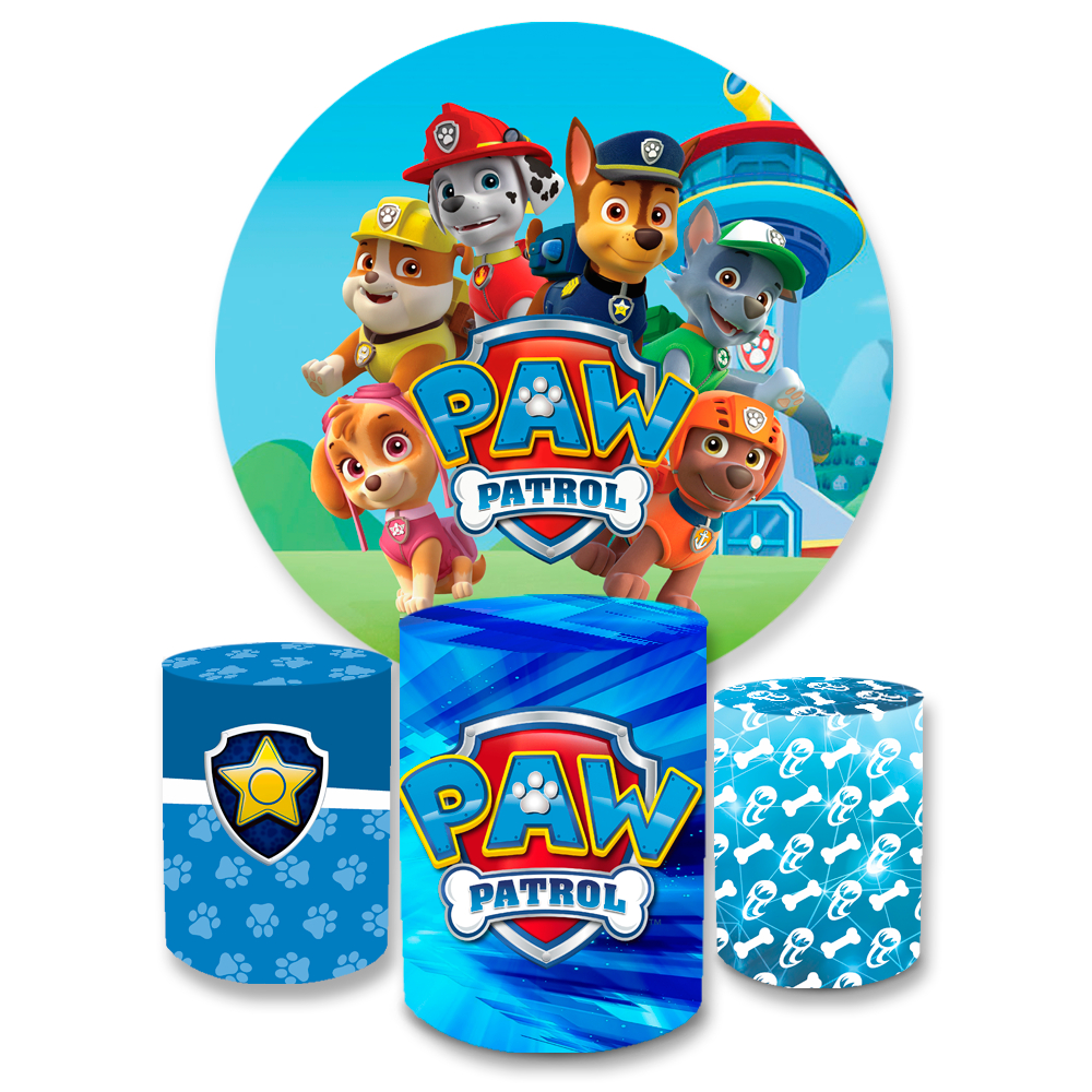 Trio Capa Cilindro Desenho Infantil + Capa Painel Redondo 1,50