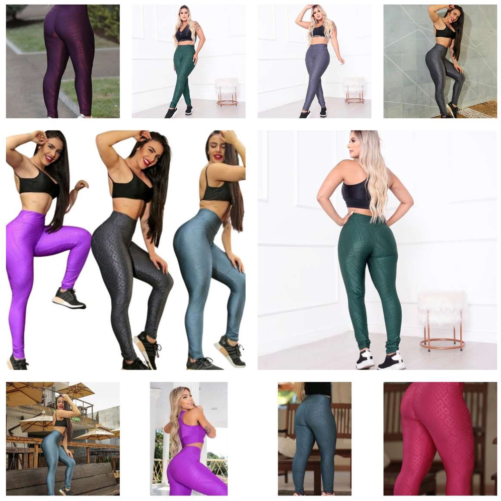 Calças Leggings Esportivas Texturizadas Poliamida Academia Yoga Pilates Atividade Física