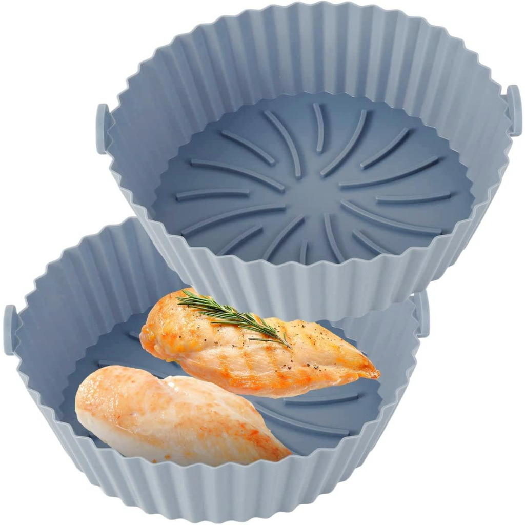 Kit 2 Formas Silicone Antiaderente Reutilizável Air Fryer