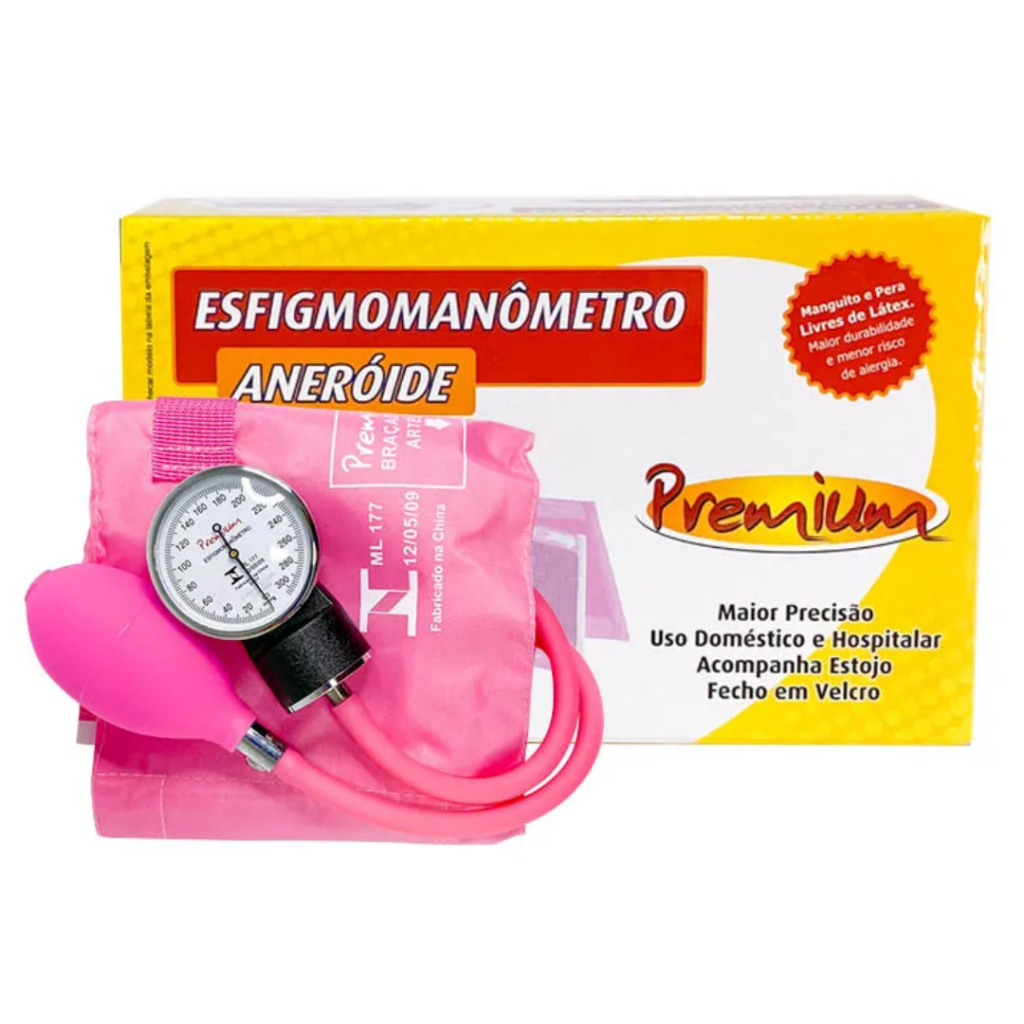 Aparelho De Pressão Esfigmomanômetro Premium Manual - Colorido nas Cores Azul, Rosa, Vermelho e Lilás - Medidor de Pressão Arterial - Gtech