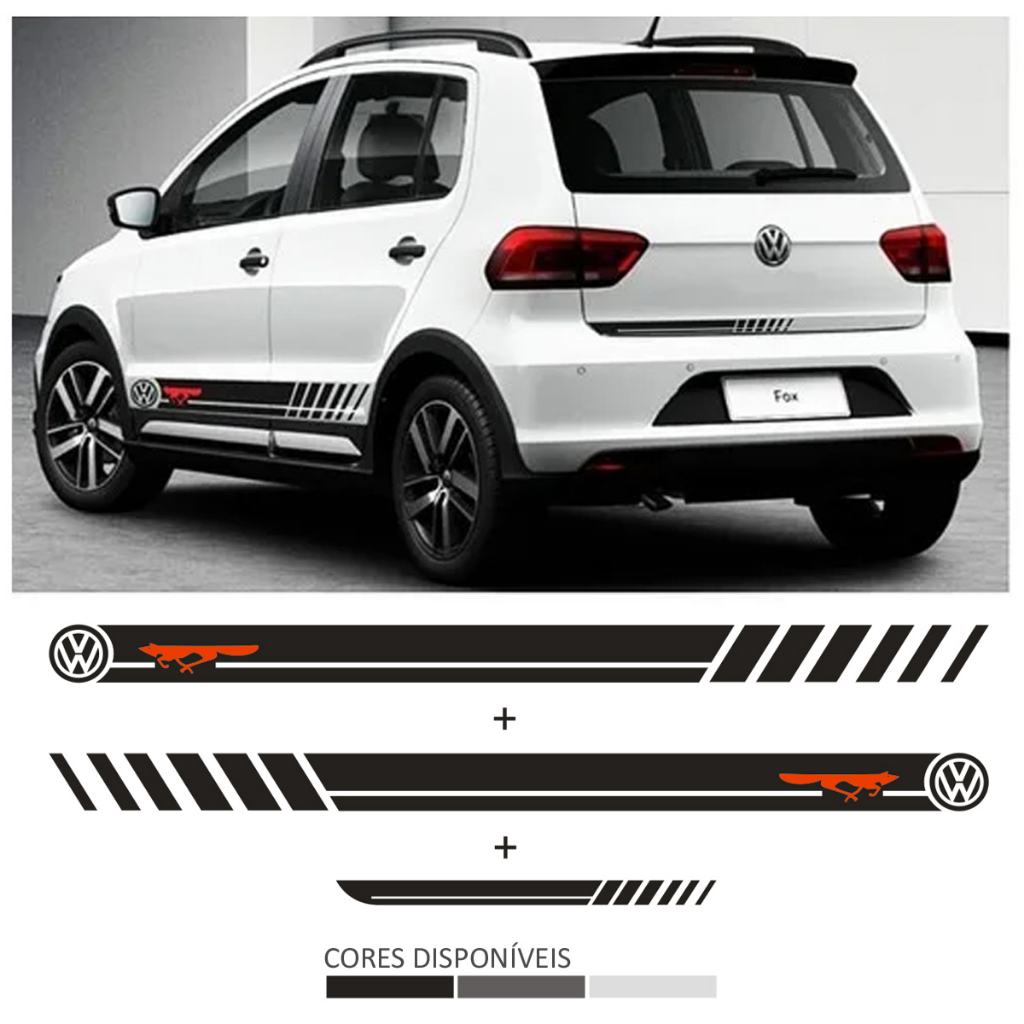Adesivos Lateral e Traseira Vw Fox 2006 2007 2018 2019 2020 2021 Raposa Par Faixas Lateral Acessório Automotivo em Oferta na Shopee