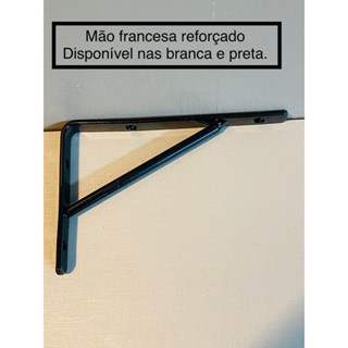 2 suporte de mão francesa de 25 cm preto brilhante suporta 50 k.