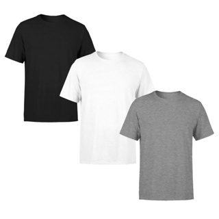 Kit 3 Camiseta Masculina Lisa 100% Algodão Básica Casual Silk Sublimação em Oferta na Shopee