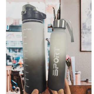 Kit 2 Garrafas Agua Squeeze Galão  Lembretes beber Agua Fitness Motivacional 1000ml +400ml