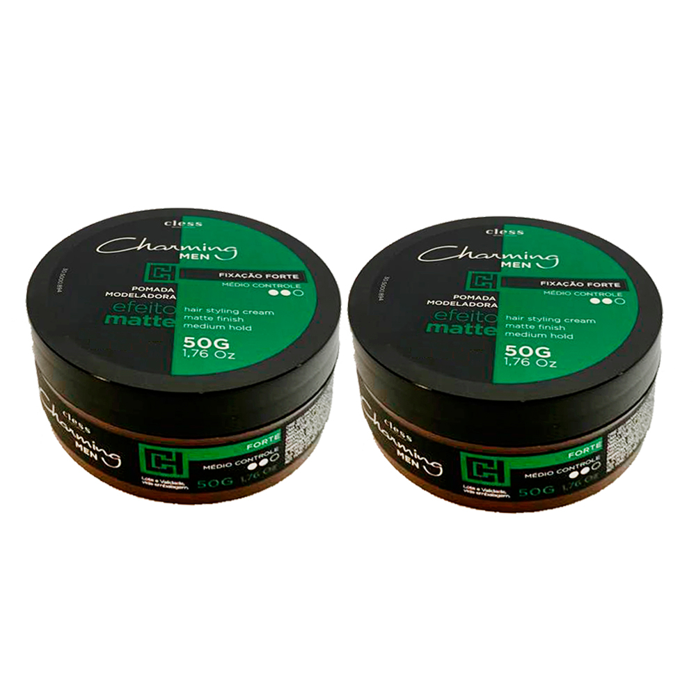 Kit 2 Pomada Modeladora Para Cabelo Forte Cless Charming - 50gr