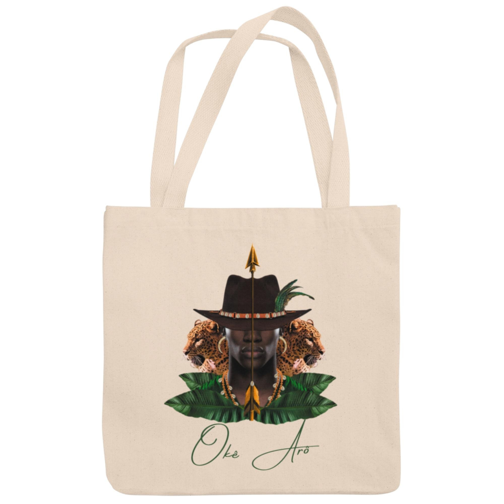 Sacola Ecobag Com ou Sem Zíper 100% Algodão Cru Umbanda Candomblé Busto Orixá Oxóssi Ecológica 180.15