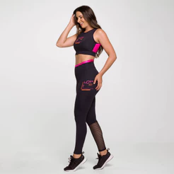 Conjunto Fitness Feminino para Academia Treinar Poliamida Premium Top e Calça Legging com Estampa