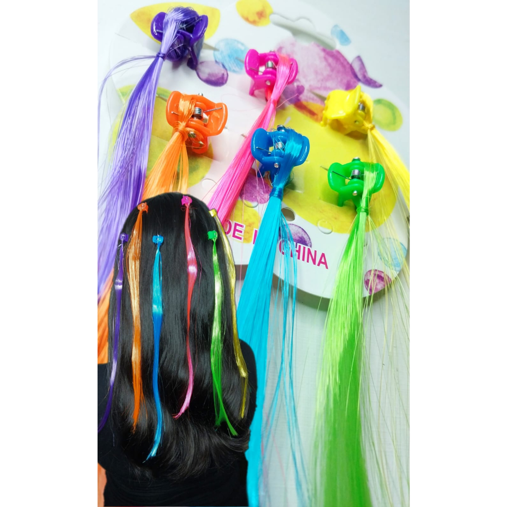 Kit Infantil 12 Mechas Coloridas Cabelinho Meninas — imagem 2 de 2