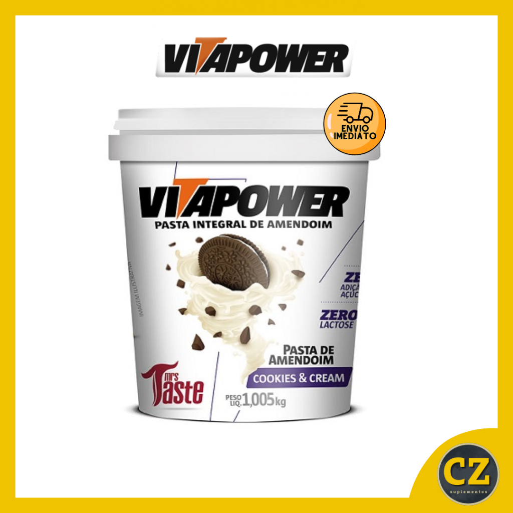 Pasta De Amendoim Sabor Cookies & Cream (450 ~ 1000g) - Vitapower