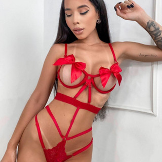 Body Laço Sexy Provocante com aro e strappys