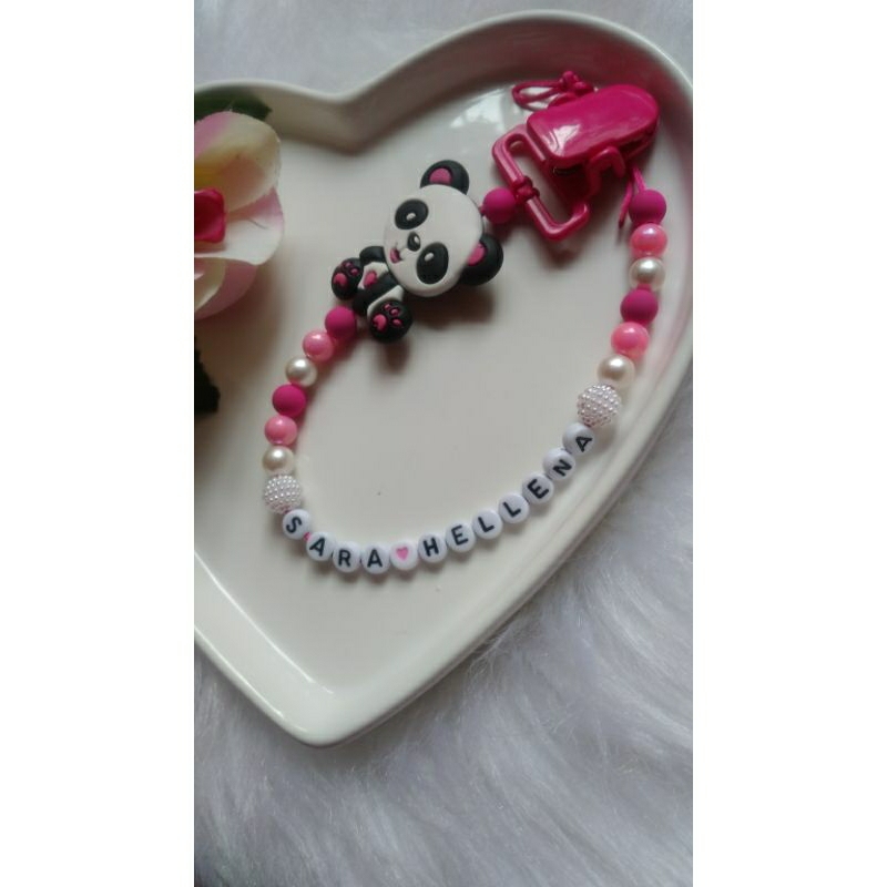 prendedor de chupeta com nome bebe