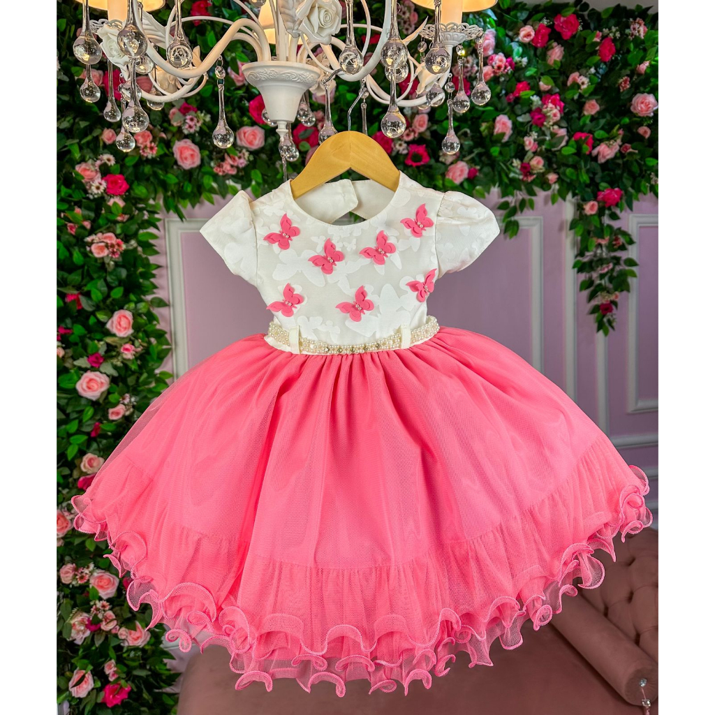 Vestido de Festa Bebê e Infantil Luxo Aniversário Casamentos Princesa Vestido Infantil Menina Bonita