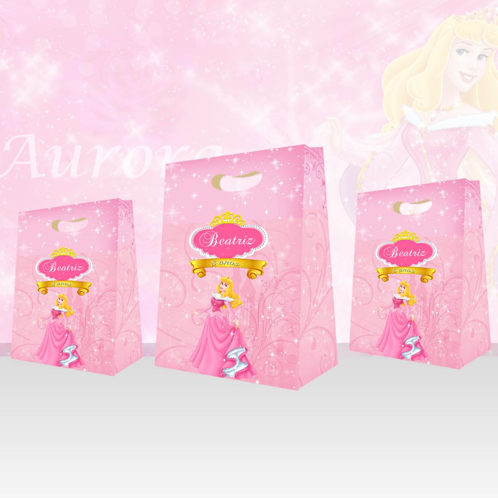10 Sacola princesa adormecida Sacolinhas Surpresa Aniversario Lembrancinha Personalizada