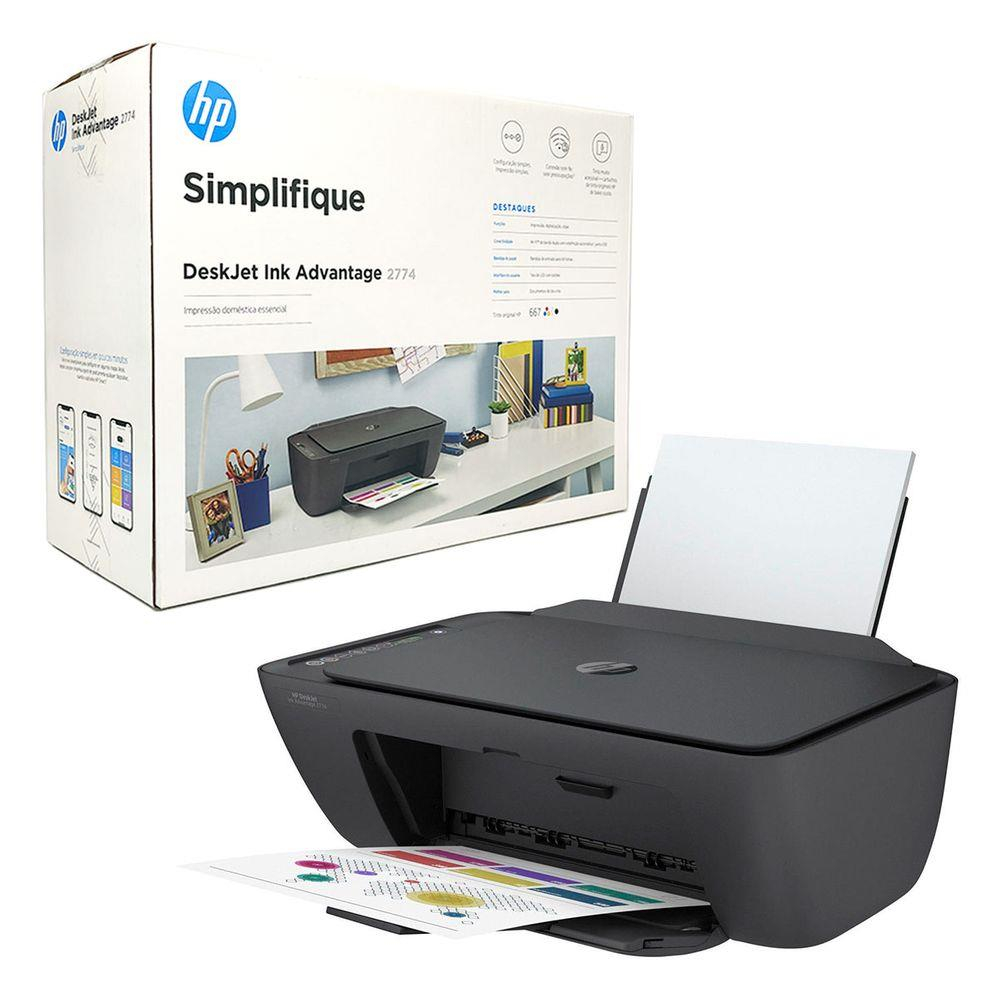 Impressora Multifuncional Wi-fi HP DeskJet Ink Advantage 2774 Wireless - Impressora, Copiadora, Scanner