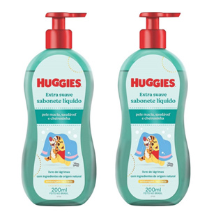 Kit 02 Sabonete Líquido Infantil Huggies Extra Suave 200mL em Oferta na Shopee