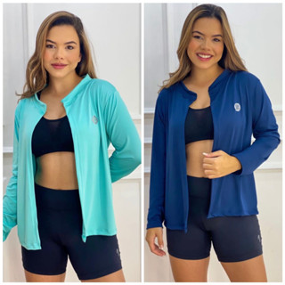 casaquinho cardigan Casaco Feminino Proteção Solar UV 50+ camisa termica aberta inverno treino caminhada