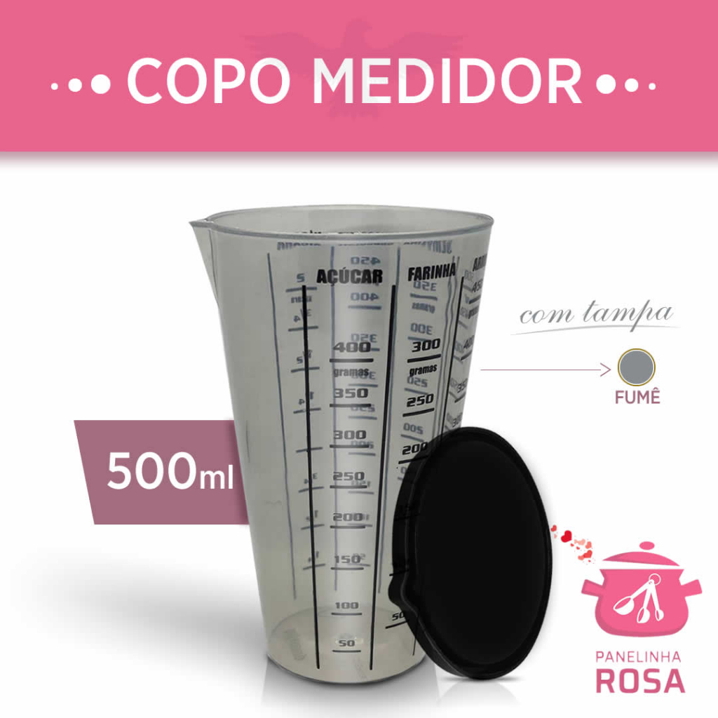 Copo Medidor 500 ML Preto: Facilite o preparo de suas receitas com medições precisas em um design elegante em Oferta na Shopee
