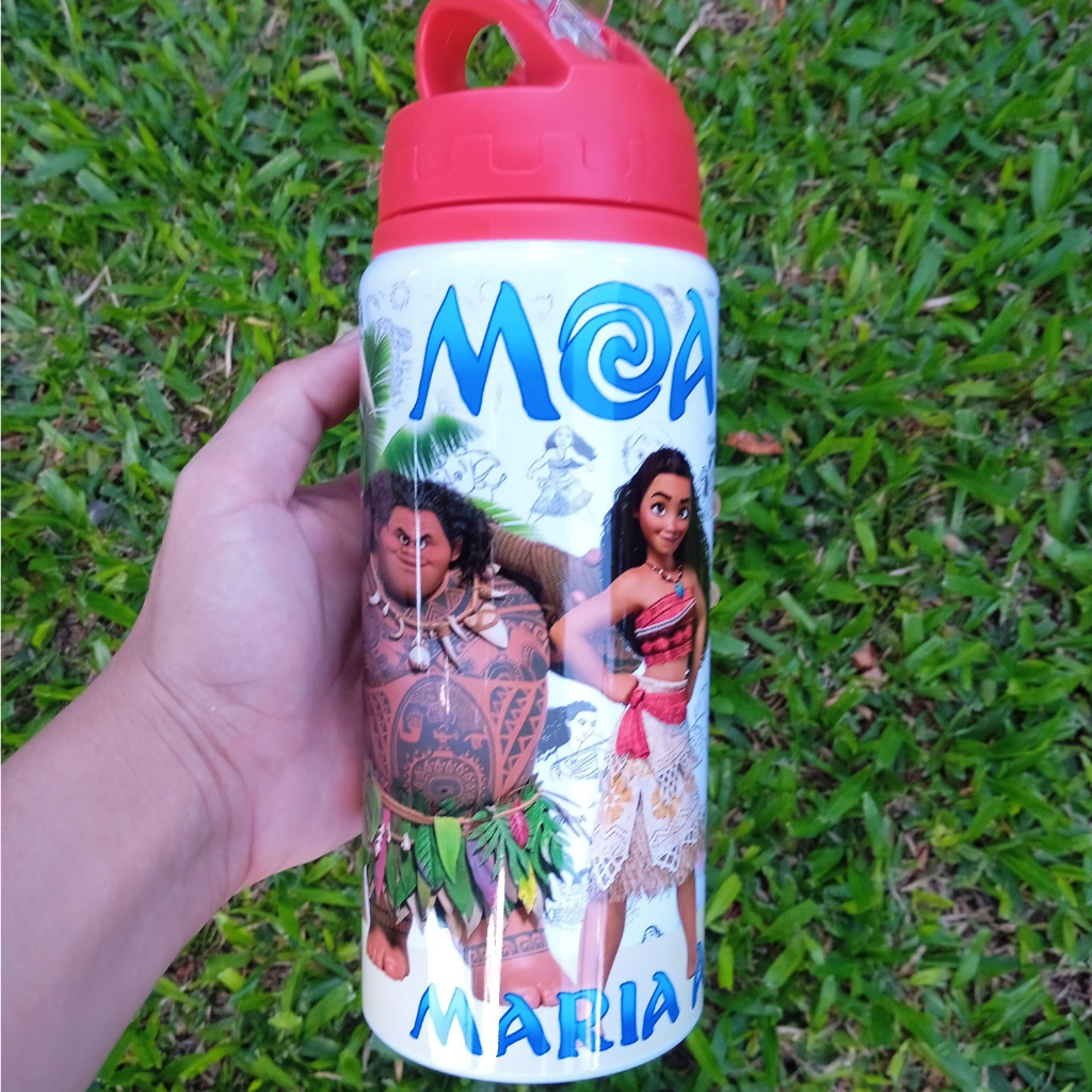Garrafa Moana Personalizada Com Nome 600ml De Aluminio Infantil em Oferta na Shopee