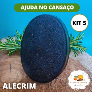 Kit 5 Sabonete Alecrim Premium Relaxante Refrescante Erva Natural Banho Limpeza Corporal e Astral