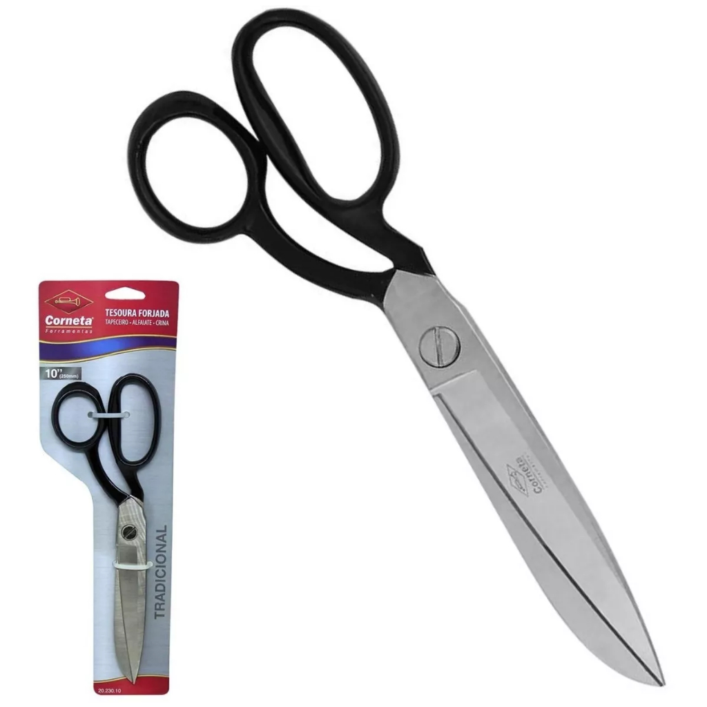 Tesoura Em Ferro Multiuso 10" Pol Profissional Para Crina Tapeceiro Alfaiate Costura Confecção