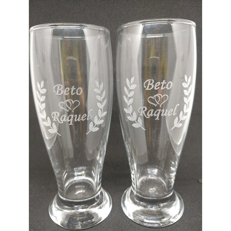 Par de Tulipa Chopp Vidro Personalizada - 300ml em Oferta na Shopee